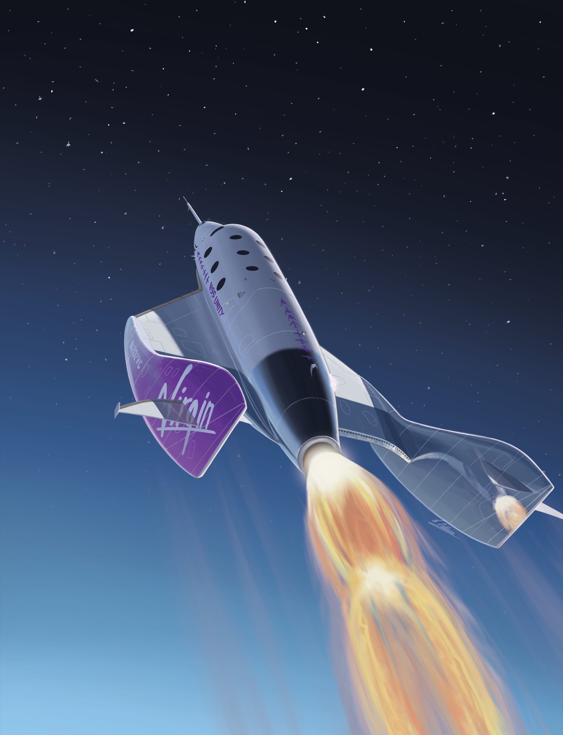 Space illustration displayed in print