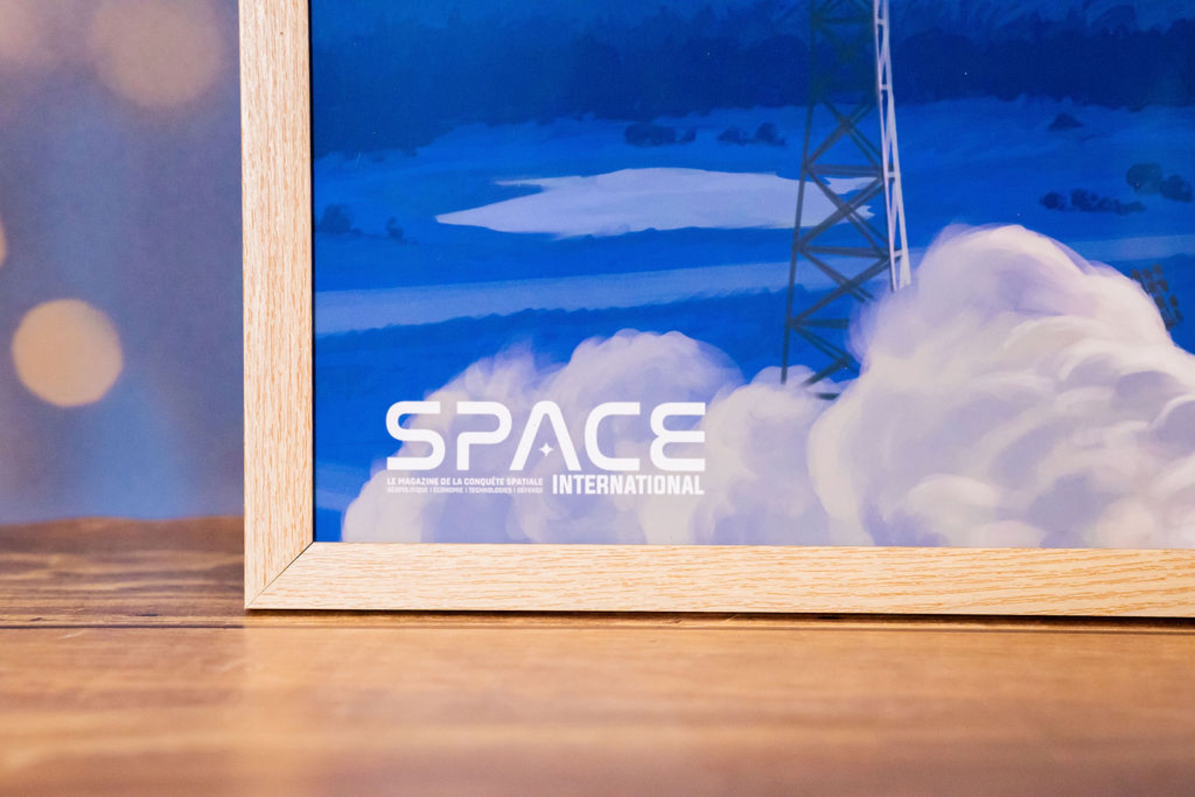 Close-up of a framed aerospace print