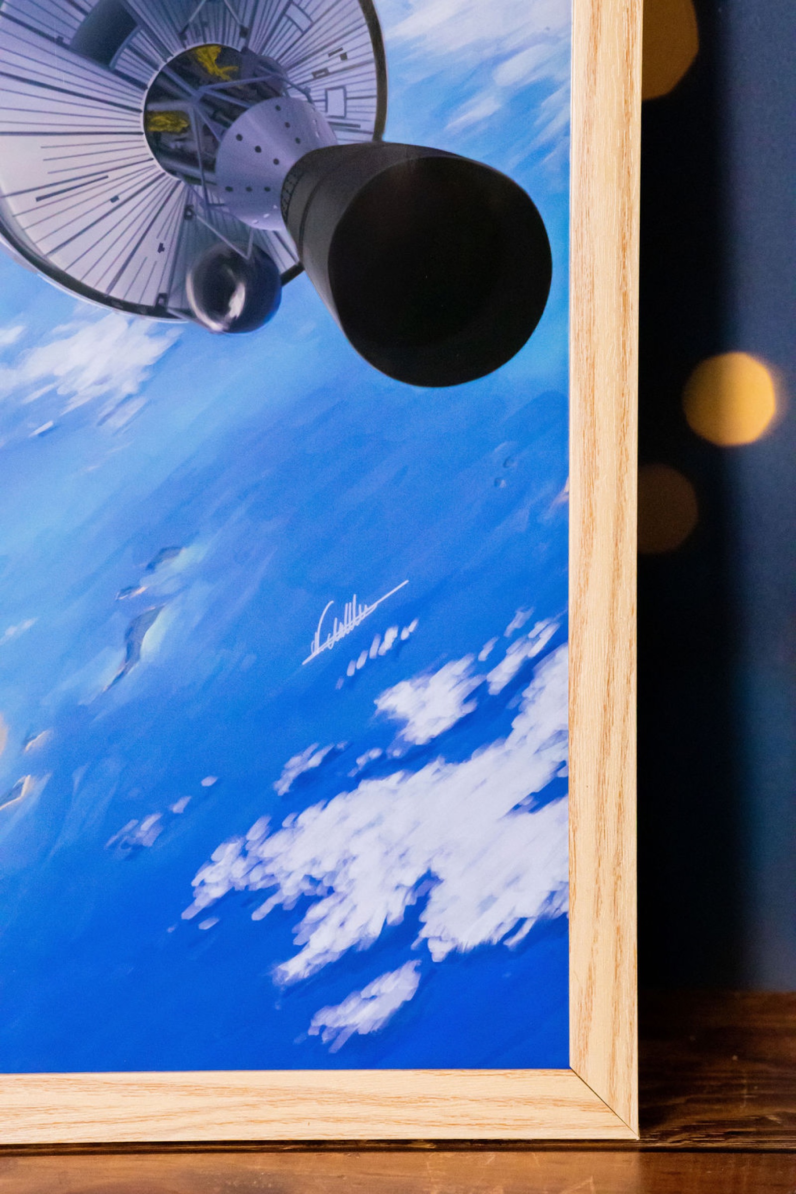 Close-up of a framed space print